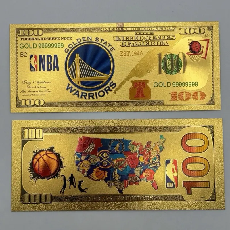 Gold Foil $100 GoldenState Warriors Collectible Currency Note -Set of 1 bill