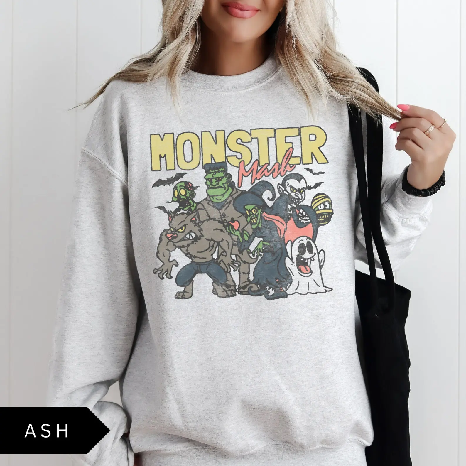 Retro Halloween Monster Mash Sweatshirt, Halloween Aesthetic, Vintage Halloween Sweatshirt, Graphic Monster Sweatshirt, Fall Oversized Shirt