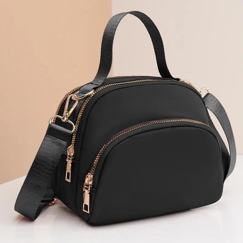 Quilted Crossbody Bag, Solid Color Nylon Shoulder Purse, Lightweight Casual Handbag for Shopping, Travel, Gym, Everyday Carry, Puffer Bag with Adjustable Strap, Unisex Black