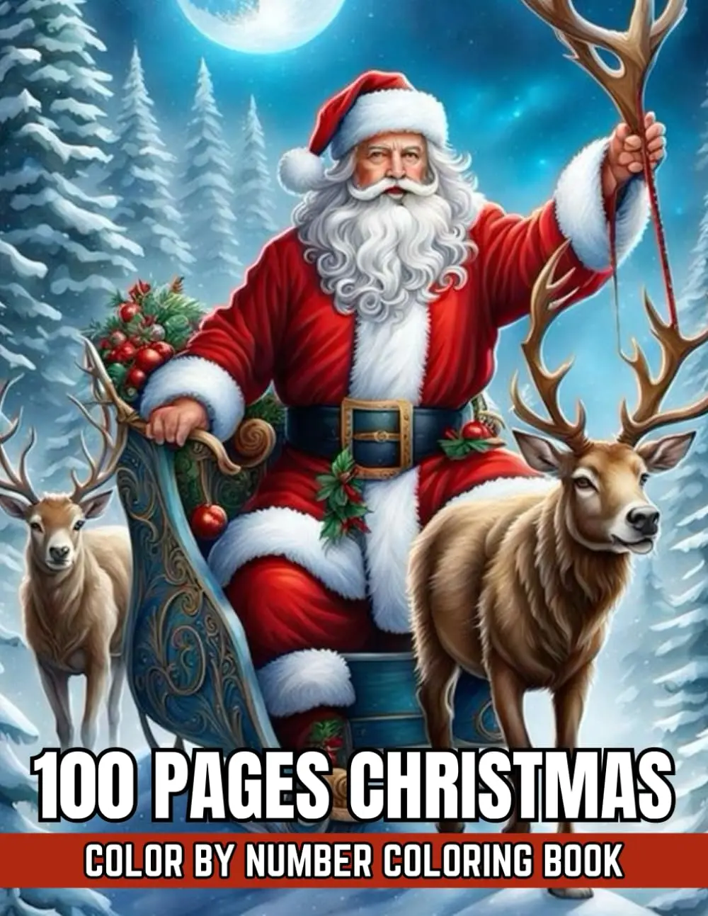 100 Pages Christmas Color By Number Coloring Book: Christmas Color By Number Adult Coloring Book Large Print Color By Numbers