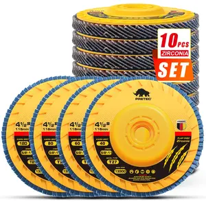 Flap Discs 4-1/2" for Angle Grinder, 10 Pack no Tools Installation 40/60/80/120 Grit Zirconia Flap Disc, 4.5" x 7/8" Type 27 Grinding & Sanding Wheels