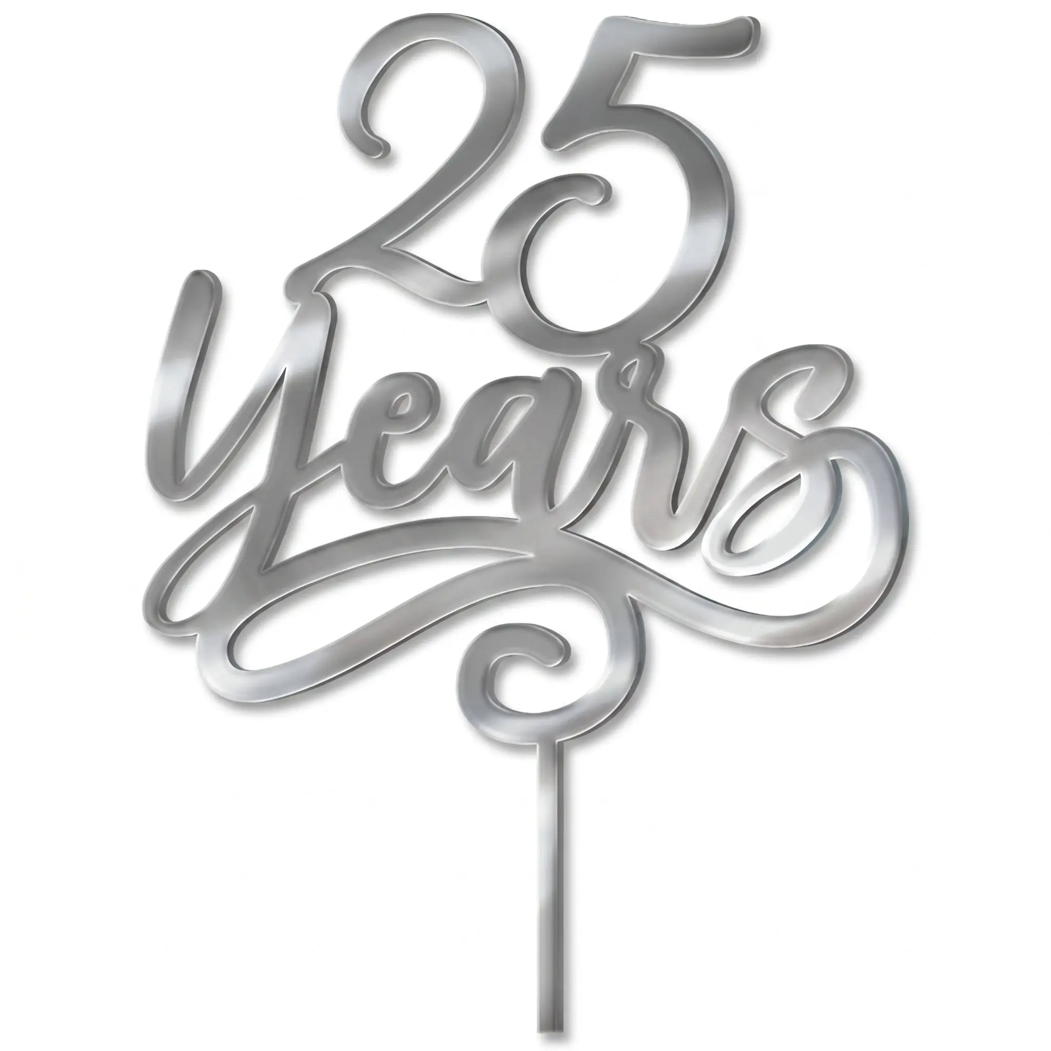 Silver Mirrored "25 Years" Anniversary Cake Topper
