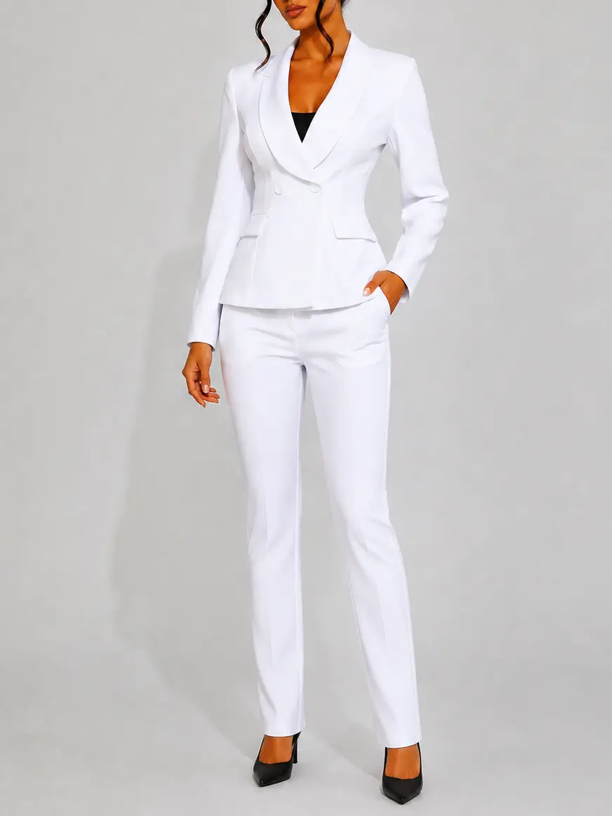 Acelyn Women’2 Piece Pant Suits Business Suit Sets Casual 2 Piece Outfit Long Sleeve,Open Front Blazer Jackets,Pencil Pant Suits,Ideal For Work Office,Fall Outfits Button Check