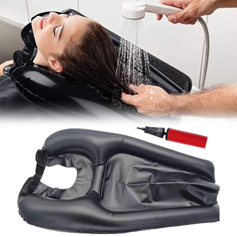 Portable Inflatable Shampoo Basin for Bedridden & Elderly, Hair Washing Sink with Hand Pump, Mobile Hair Spa Salon at Home, Bedside Hair Wash Tray for Seniors & Kids