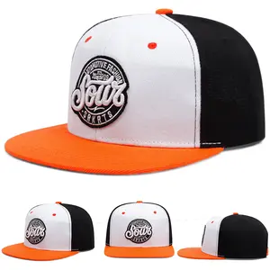 SOWT letter embroidered with orange brim and flat edge hat for men Minimalist hip-hop retro hat for women