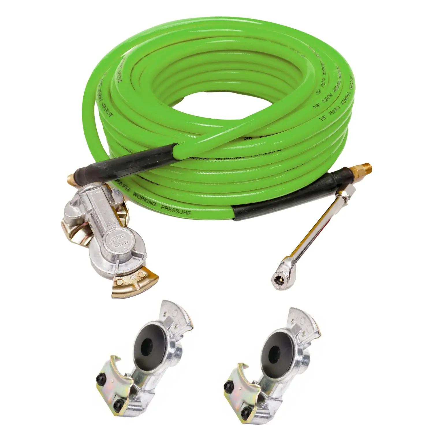 Torque Heavy Duty Truck Tire Inflator Kit, Including 3/8" x 50 ft Air Hose, Universal GladHand & Dual Foot Chuck, Glad Hand Air Hose Kit with 2 Extra Glad Hands, 300 PSI
