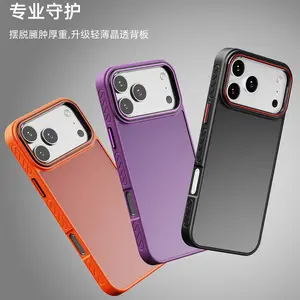 Dual-Color Matte Translucent Phone Case with Electroplated Metal Large Camera Frame, Anti-Fingerprint Drop Proof Protective Cover Compatible with iPhone 12 13 14 15 16 17 Pro Max