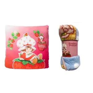 New 2pc Strawberry Shortcake Pillow & Silk Touch Throw Blanket