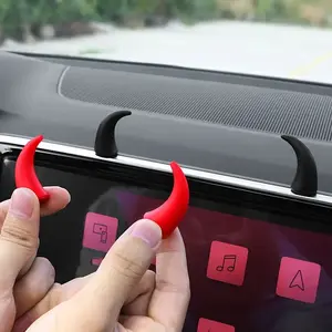 4pcs Creative Trendy Cow Horns Devil Horns Car Dashboard Steering Wheel Decorations, Car Accessories Ornament for Vehicle Interior, Car Interior Accessory
