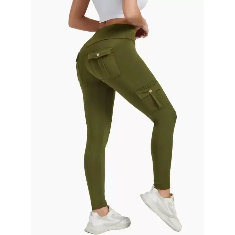 Women's Solid High Waist Pocket Leggings, Casual Comfy Skinny Pants for Workout Running, Women's Trousers Bottoms for Summer Spring Fall, Back To School Trousers, Jeans Leggings for Women, Hide Tummy Outfits Uk, Winter Outfits 2024, Balkan School Outfits