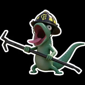 Firefighter Tom the Lizard  (two decals 3") Stickers