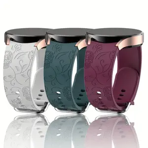 1PCS Seamless Engraved Silicone Strap, Compatible For Samsung Galaxy Watch 7/6/5/4/FE: 20mm Creative Printed Strap, Compatible With All 20mm Watch Bands, Smart Watch Straps