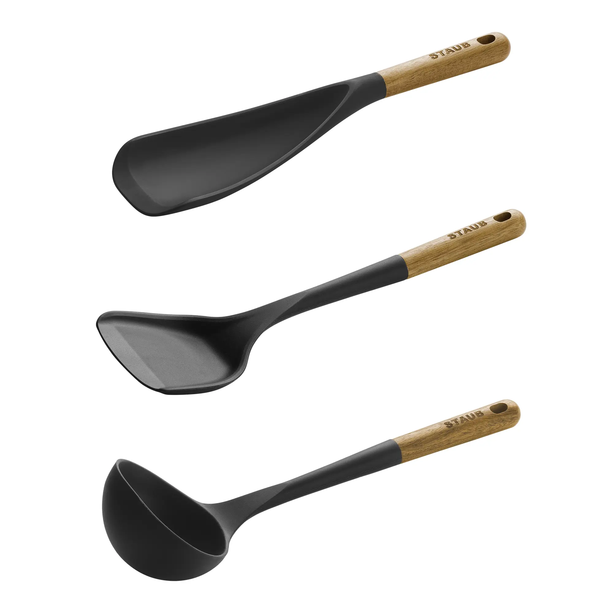 STAUB Silicone Kitchen Tools, Wood Handled Cooking Utensil Sets