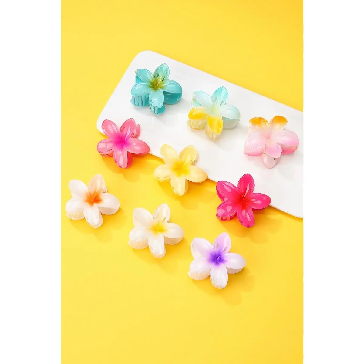 Gradient Floral Resin Hair Claw Clips
