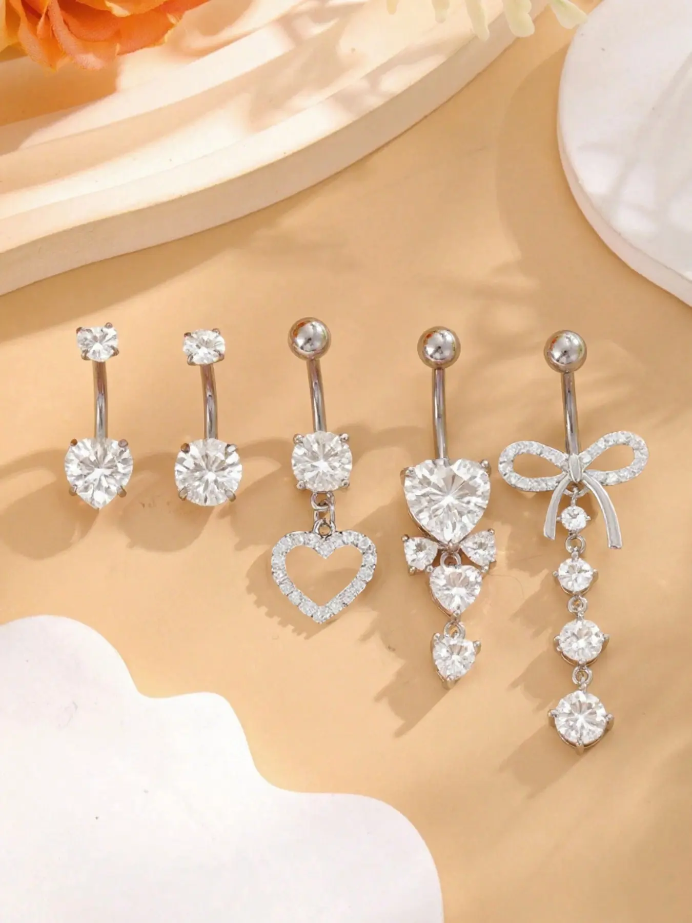 Elegant Butterfly & Floral Navel Ring, 14g Stainless Steel Belly Piercing Jewelry, Cute Fashion Body Accessory for Parties & Daily Wear, Belly Button Piercing, Body Jewellery, Belly Button Rings