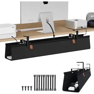 No Drill Under Desk  Management Tray 40" Cord Organizer for Table Clamp/Screw Mount  Management Under Desk  Fabric  Management Tray for Office,