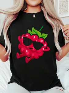 women tops Cute Raspberry Fruit Relaxing Lazy Raspberry t shirts women