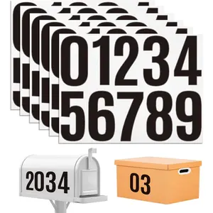 6 Sheets Mailbox Numbers Stickers 60 count 4 Inch  Viny Self Adhesive House Number Decals Anti Fading Number Signs for Signs  Home Doors Business Address Number Residence (Black)