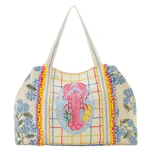 New England Lobster Beaded Oversized Tote