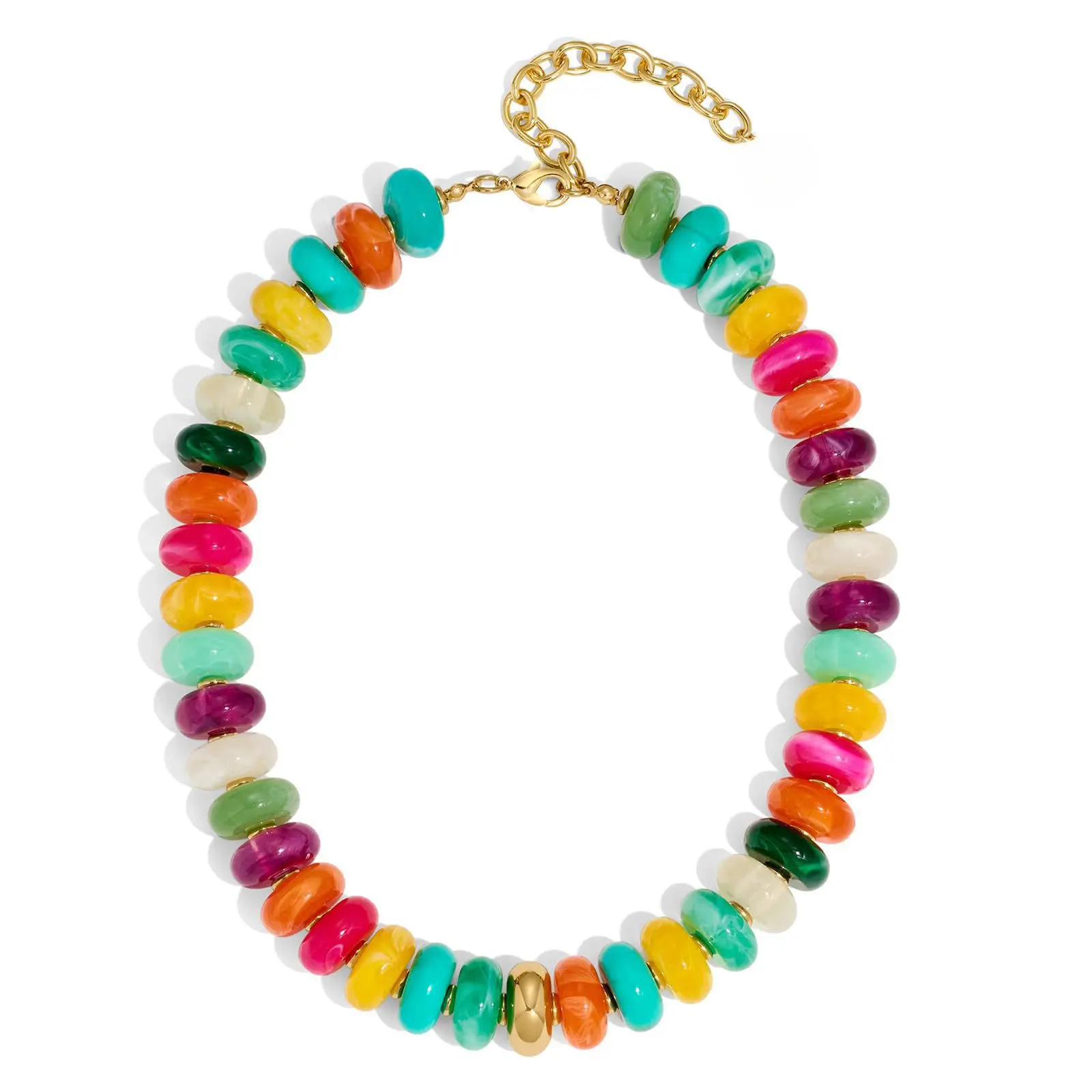 Women's Chunky Beaded Choker Necklaces - Colorful Round Resin Beads Jewelry, Trendy Statement Piece for Summer Beach Vacation, Holiday Birthday Gifts, Chunky Beaded Necklaces