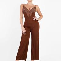 Wide-Leg Jumpsuit-Brown