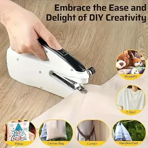 Handheld Sewing Machine, Mini Sewing Machine Easy To Use And Fast Stitch Suitable For Clothes Fabrics DIY Home Travel Handheld Sewing Machine For Beginners (white)