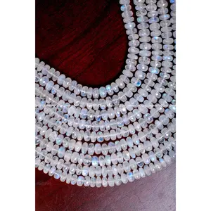 Rainbow Moonstone 6-10mm Faceted Rondelle AAA Gemstone, June Birthstone, Jewelry Making Beads, Natural Gemstone 8" Strand