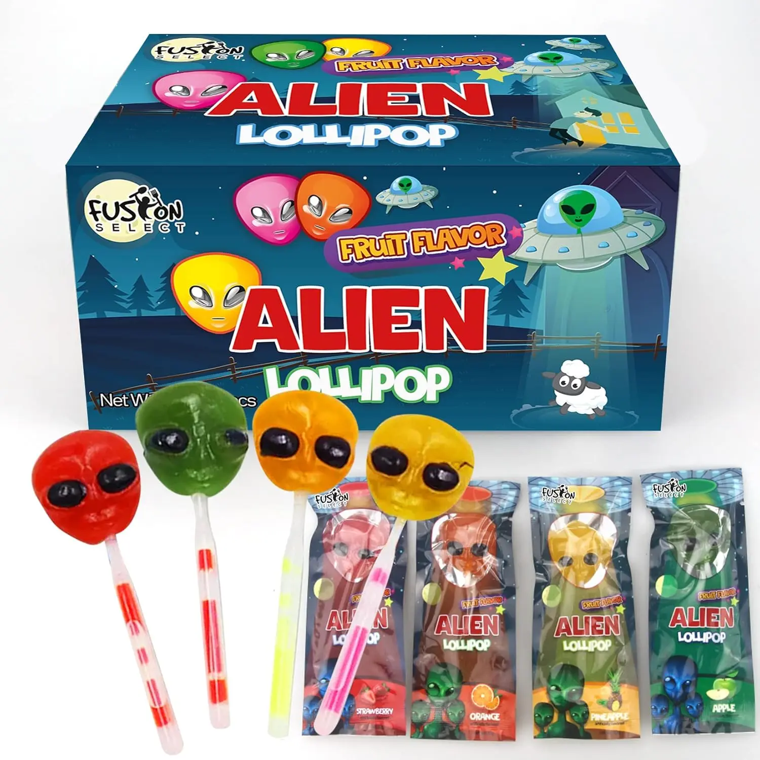 Fusion Select Alien Halloween Lollipops  Trick or Treat Candies for Kids  Extraterrestrial Themed Halloween Candy Lollipops For Space Themed Events  Birthday Parties  Individually Wrapped Treats
