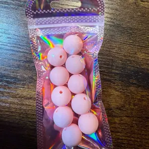 Pink Silicone Beads - Set of 8 Round Beads in Pink Color