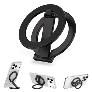Magnetic Phone Grip for Magsafe, Foldable 360° Rotation Kickstand Mag Safe Phone Stand, Dual-Sided Magnet Finger Loop Cellphone Ring-Style Holder for iPhone 17/16/15/14/13/12 Series & MagSafe Car Mount