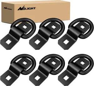 Nilight 6Pcs 3/8” D-Rings Heavy Duty Truck Tie Down Anchors Steel 6000 Pound Tie Down Rings Hooks Loads on Trucks Trailers Boats RV Campers Vans Kayaks Motorcycles Deliveries ATVs,Black