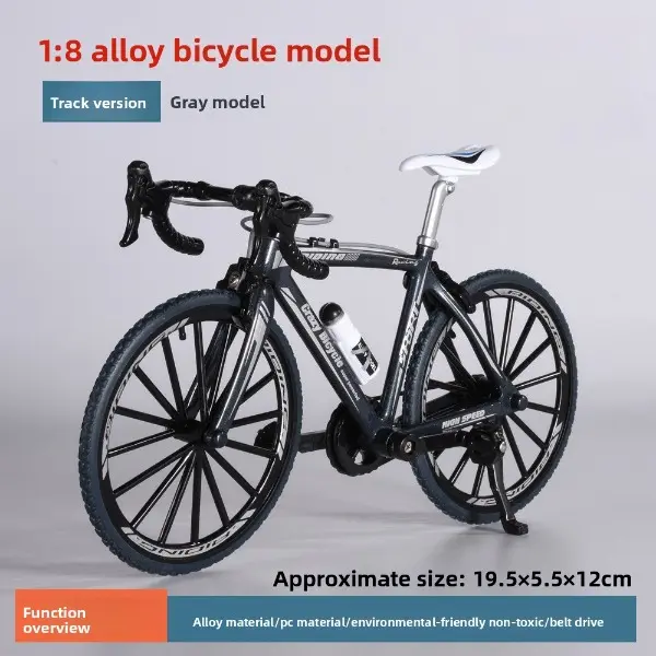1:8 Scale Alloy Metal Belt-Driven Road Bicycle Diecast Model - Compact Collectible Figure Decor, Detachable Water Bottle, Desktop Toy Gift for Cycling Enthusiasts, Belt Drive