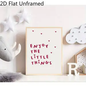 2D Flat 1pc Unframed "Enjoy The Little Things" Inspirational Quote Art Print, Poster Print, Artwork Wall Painting for Gift, Bedroom, Living Room, Office, Wall Decor, Dormitory Decor, Home Decoration, Gift for Valentine's Day