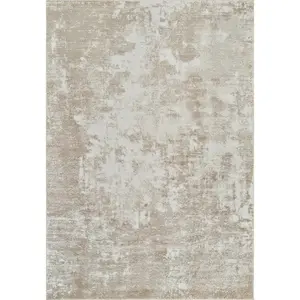 5' X 8' Cream and Beige Abstract Distressed Area Rug