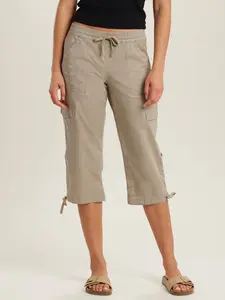 Women’s Convertible Skimmer Pants – Elastic Waist Cotton Blend Capri Pants
