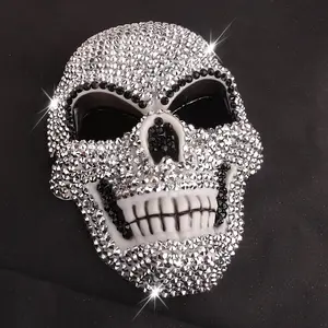 Rhinestone Skull Half-Face Mask, Sparkly Skeleton Masquerade Mask for Halloween, Cosplay, Parties & Festivals outdoorfun
