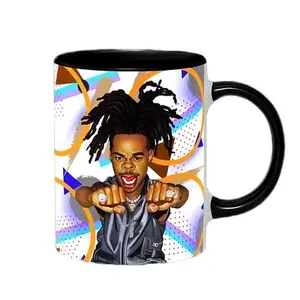 Hip Hop Mug Shots Classic Caricature Ceramic Mug with Color Handle/Rim