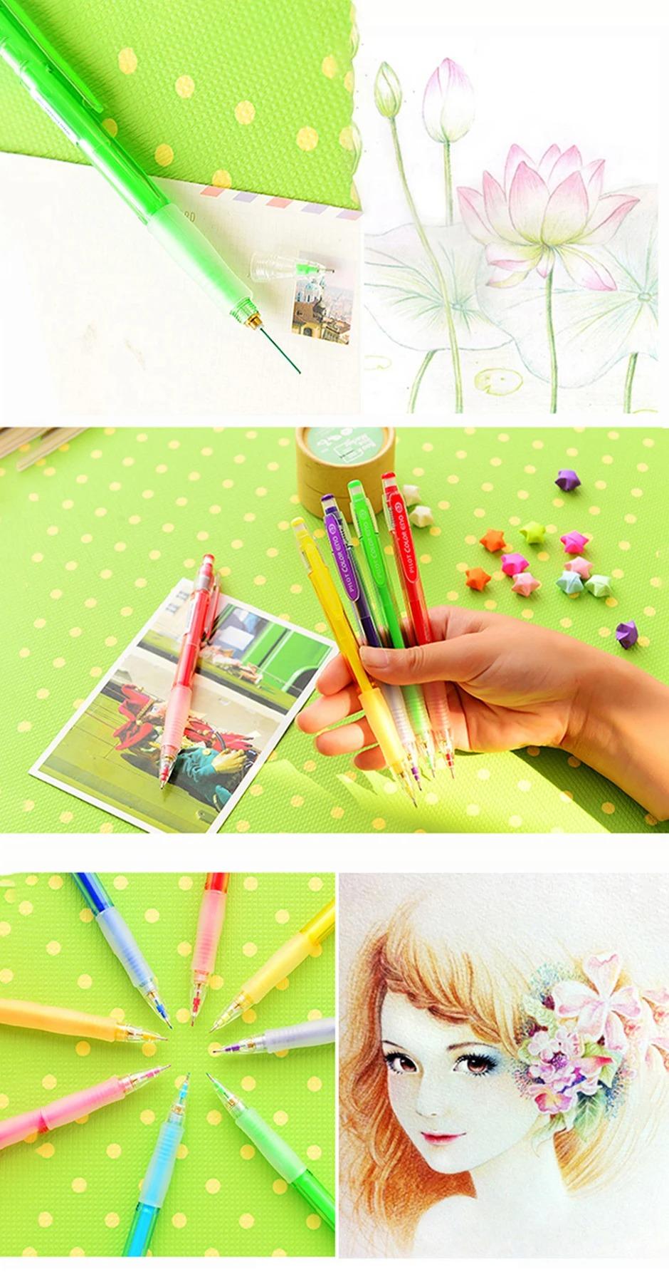 8Colors Japan PILOT Mechanical Pencil Set HCR-197 Colored Lead Core 0.7mm Student Drawing Pencil Sketch Manga Cute School Supplies