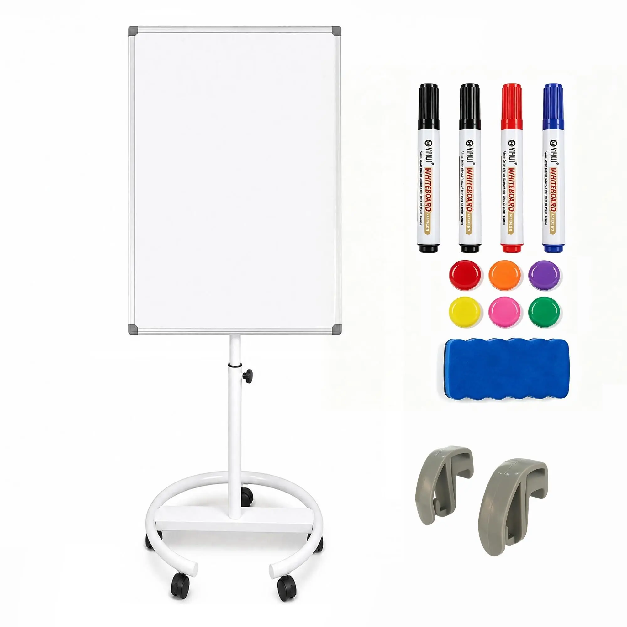 36"×24" White Rolling Whiteboard on Wheels,Magnetic Portable Whiteboard Stand Mobile White Board for Office, Classroom,Home