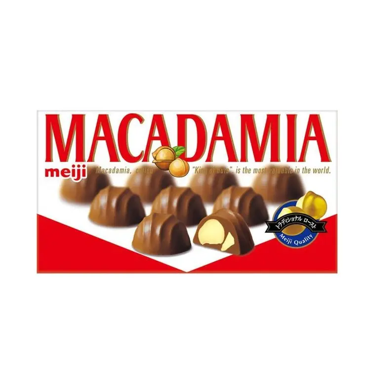 Meiji Macadamia Milk Chocolate Snack - 64g, Crunchy, Creamy Bite-Treats, Contains Macadamia Nuts, Nut-Infused Dessert Snacks, Gourmet Chocolate, Rich Chocolate Flavor