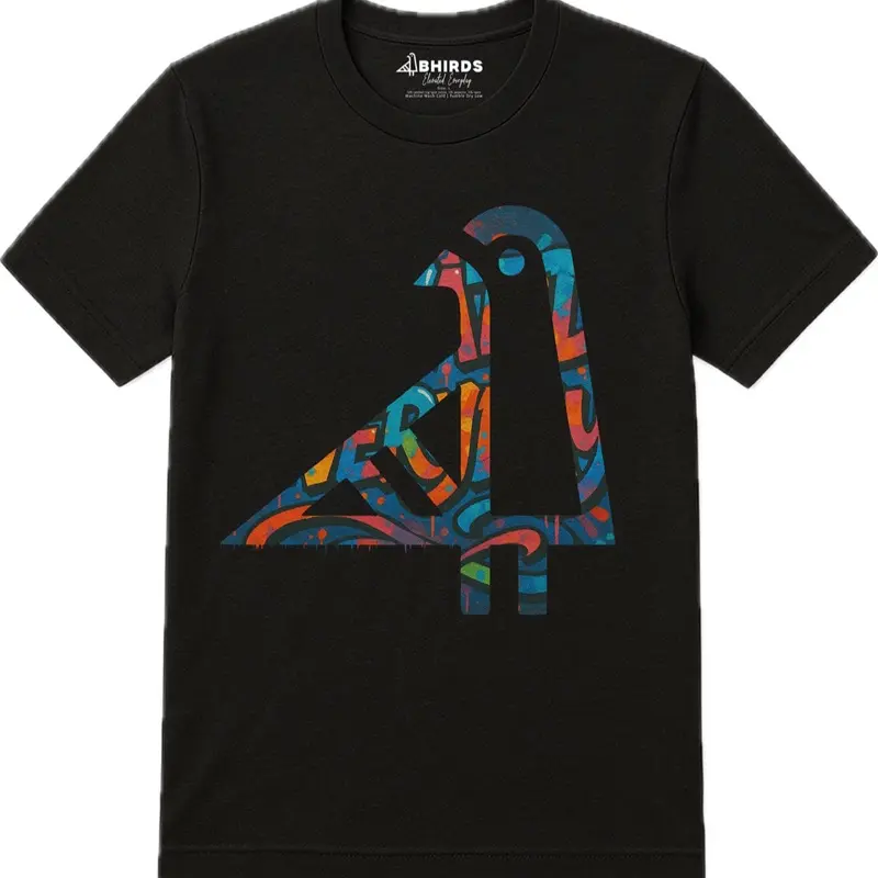 BHirds Drippy Logo Tee - Black T-Shirt with Colorful Abstract Design by BHirds Clothing Company