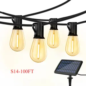 DAYBETTER Outdoor S14 solar string lights IP65 waterproof 3 lighting modes super bright LED lights suitable for terrace, backyard, porch(New & Old Styles Mixed Delivery)