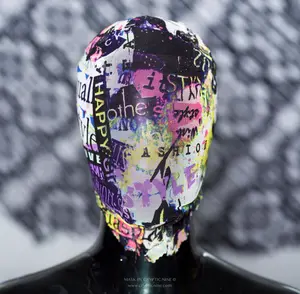 Graphic Design Lace Mask High Fashion Couture, Drape Abstract Fabric design V.7