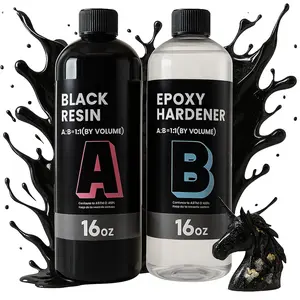 JANCHUN 32oz Premium Black Epoxy Resin - High Gloss Casting Resin for Art Molds & Tumbler Crafts, Easy 1:1 Mix Ideal for Holiday DIY Gifts and Home Decor
