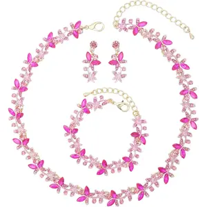 Elegant Butterfly  Wedding  Sets for Women Brides Bridal Choker Necklace Earrings Bracelet Prom Formal Costume Accessories