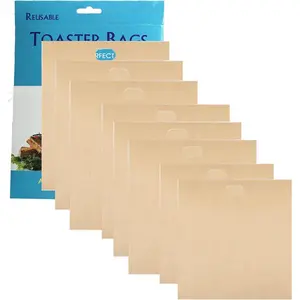 8 Pack Nonstick Reusable Easy to Clean Toaster Bags for Grilled Cheese Sandwiches Toast Bread Snacks