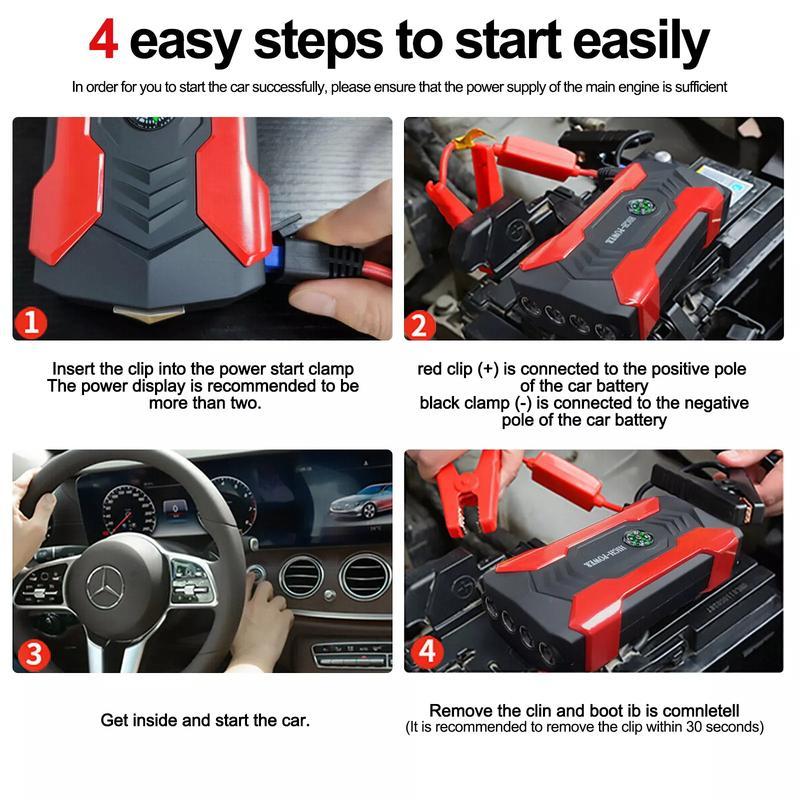 AI CAR- Car Jump Starter 99800mAh Booster Jumper Box Power Bank Battery Charger Portable dealsforyoudays
