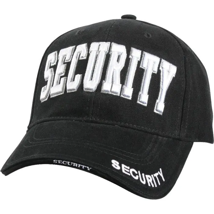 Black Hat - Public Safety Security Deluxe Adjustable Snapback Cap, Cotton Twill, Low Profile, 3D Raised Letters, Hook & Loop Closure