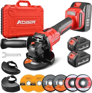 Cordless Angle Grinder 4-1/2 inch, 21V Battery Grinder Tool, Power Electric Grinders, Brushless Motor, 2x4.0Ah Battery & Fast Charger, for Cutting, Griding, Polishing