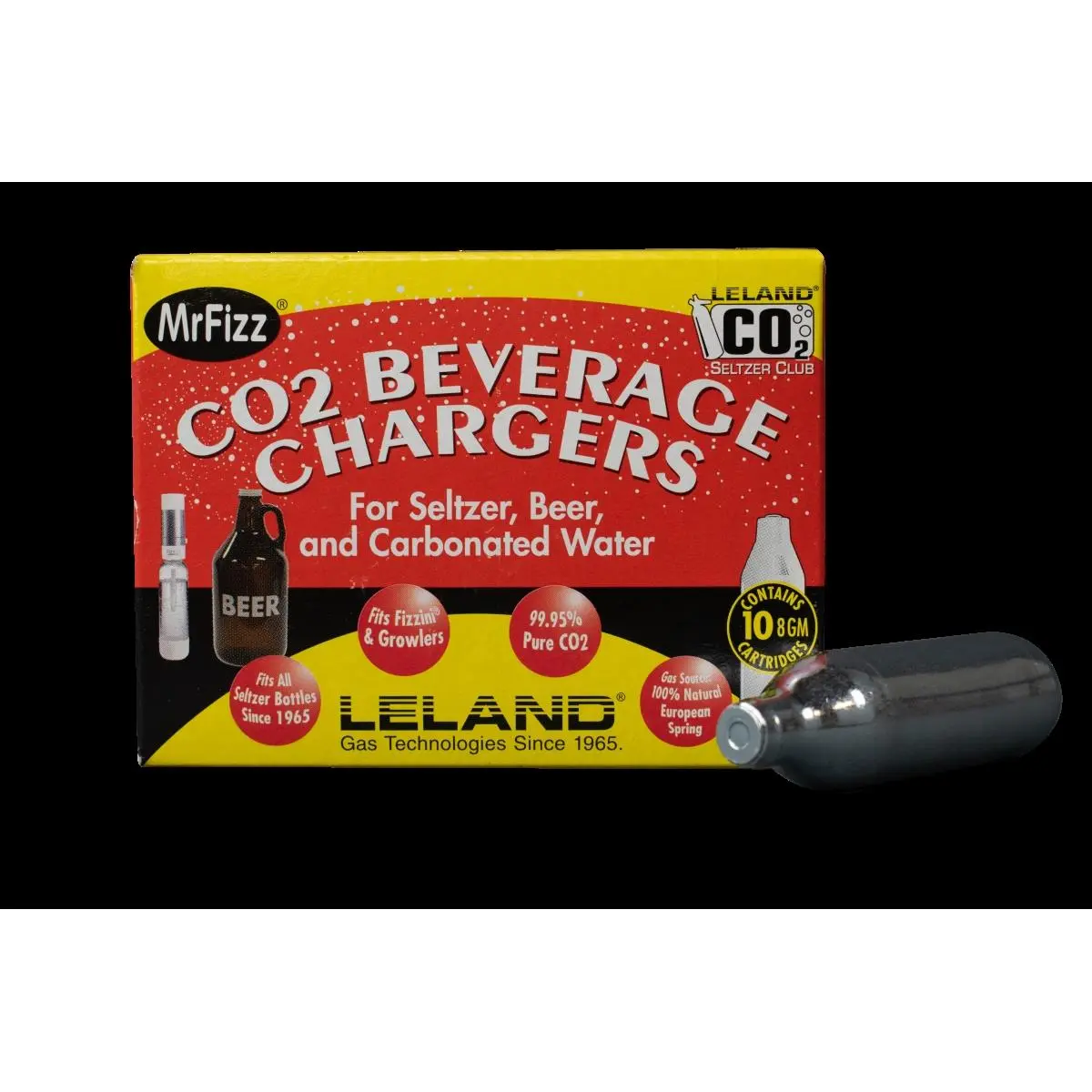 212 MAIN Leland 8g Mr. Fizz Seltzer Charger Cartridges, 10-pack per box, Specialty Kitchen Utensil